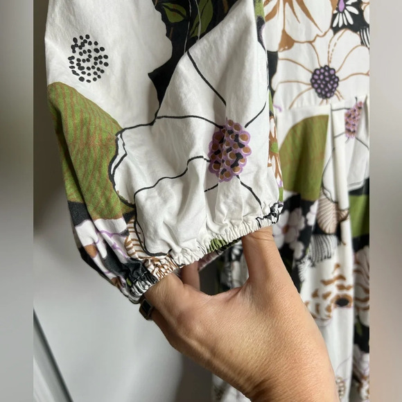 MAJE- Ruffled floral-print cotton-poplin mini dress Size 34 (XS) RTR - Picture 6 of 12